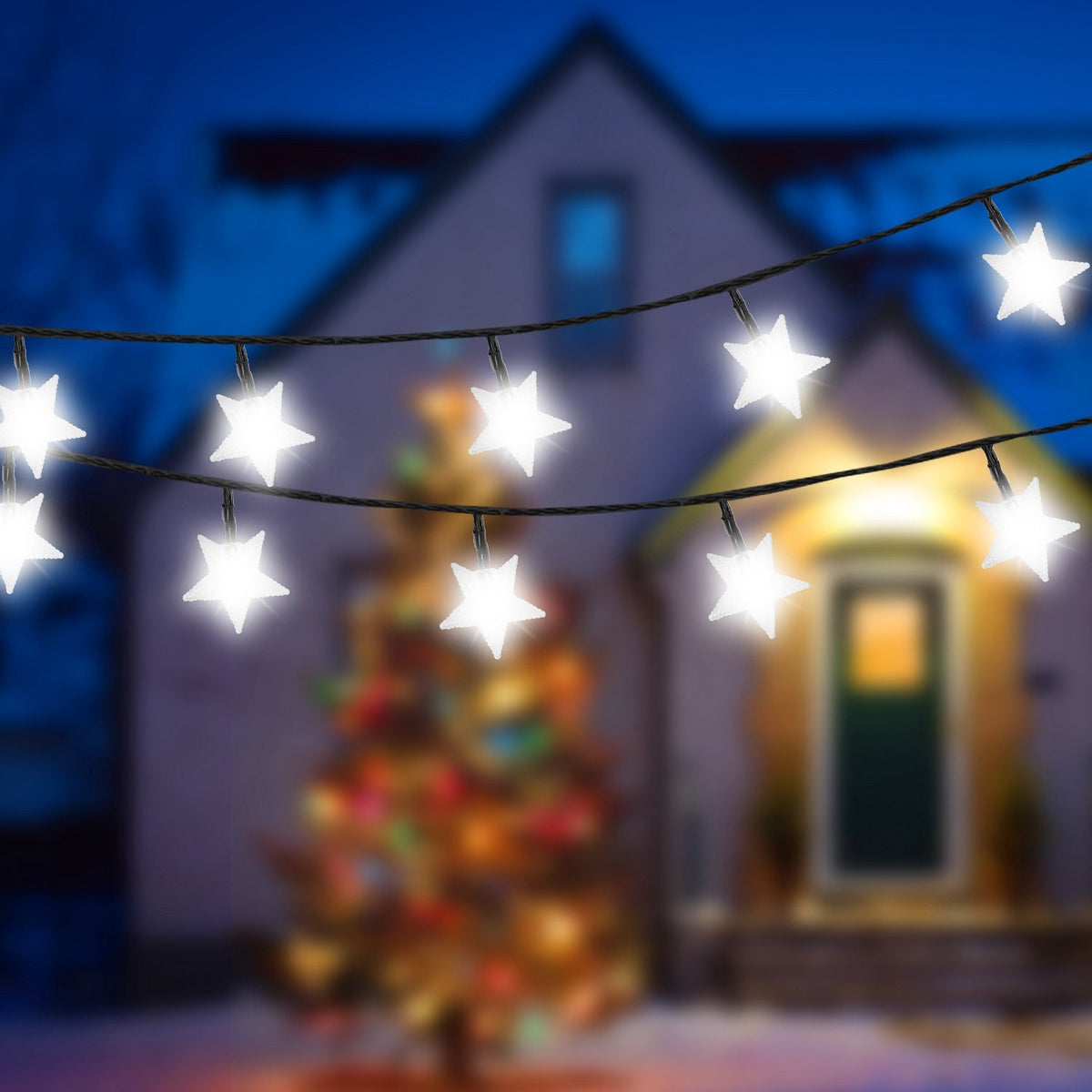 2Pcs Solar Powered String Lights 39.3FT 100LED Beads Fairy Star Lights IP65 Waterproof Decorative Garden Party Christmas Tree Stake Lamps w/ 8 Lightin