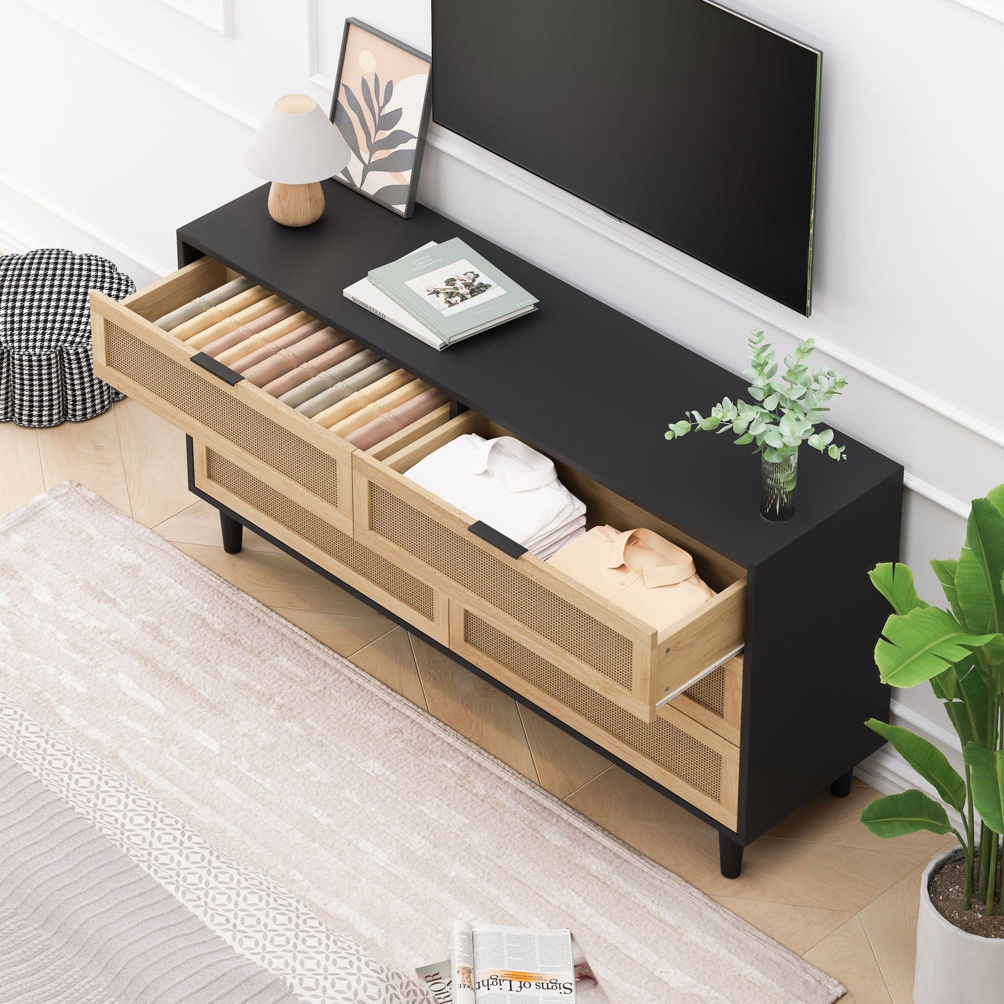 6 Drawer Storage Modern Cabinet For Bedroom