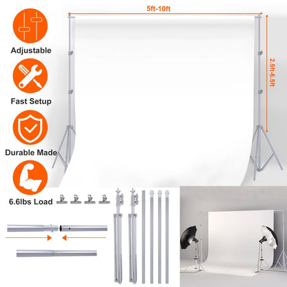 6.5×10ft Photography Backdrop Stand – Adjustable Studio Support Set