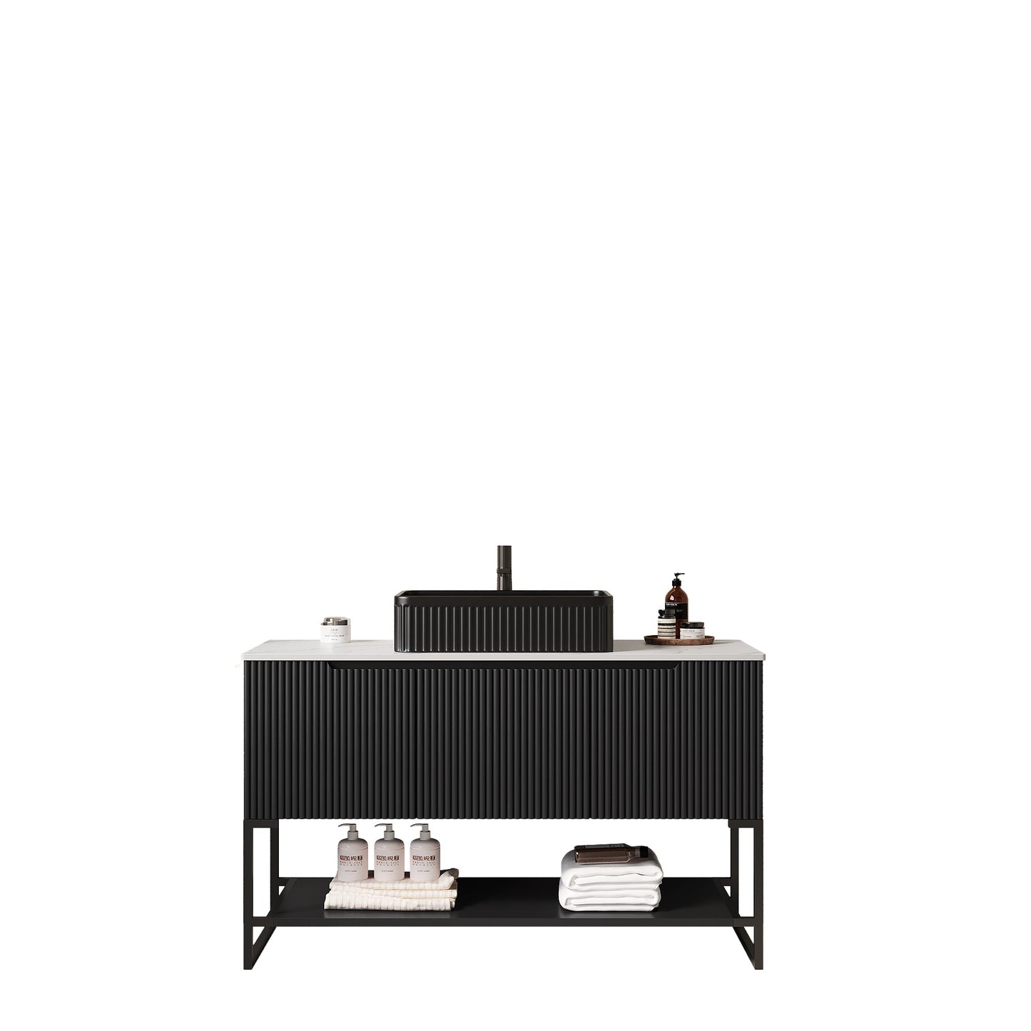 Tulio 48" Bathroom Vanity & Sink with 3 Doors and Open Shelf