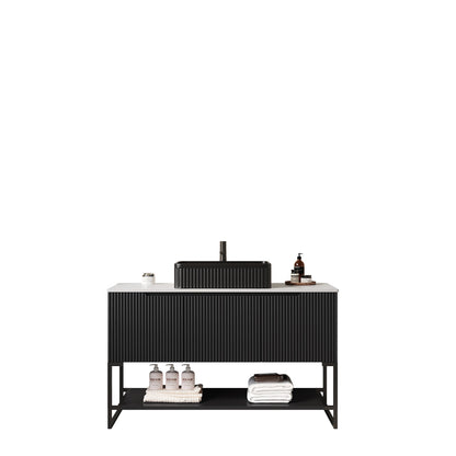 Tulio 48" Bathroom Vanity & Sink with 3 Doors and Open Shelf