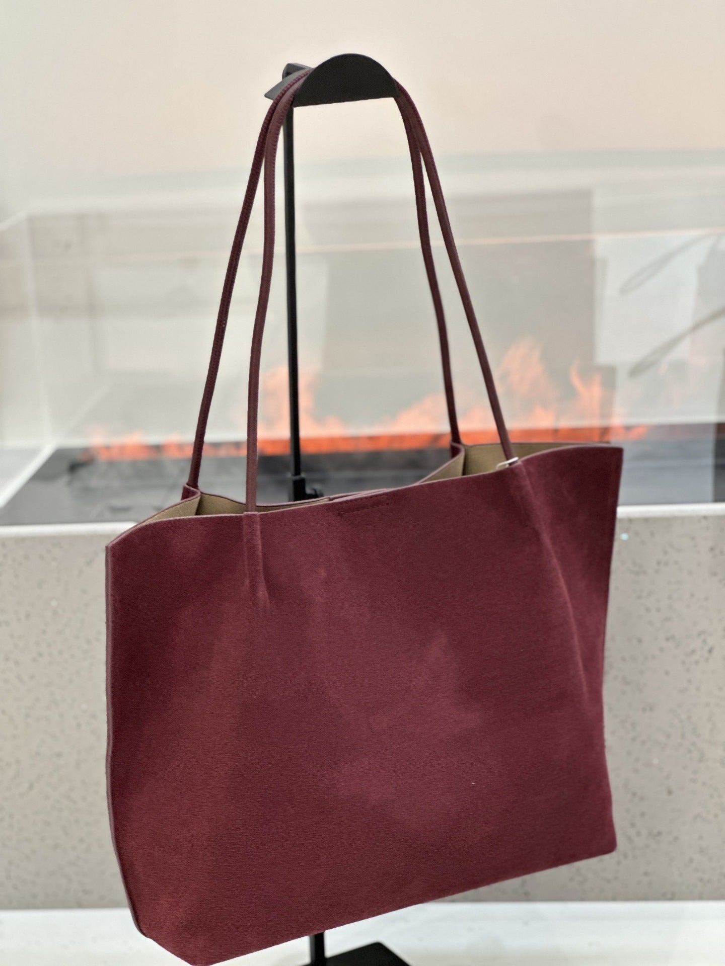 Custom Fall-Winter Minimalist Matte Leather Tote Bag, Large Capacity Genuine Leather Women S Bag, Commuter Handbag With Shoulder Strap And Inner Bag