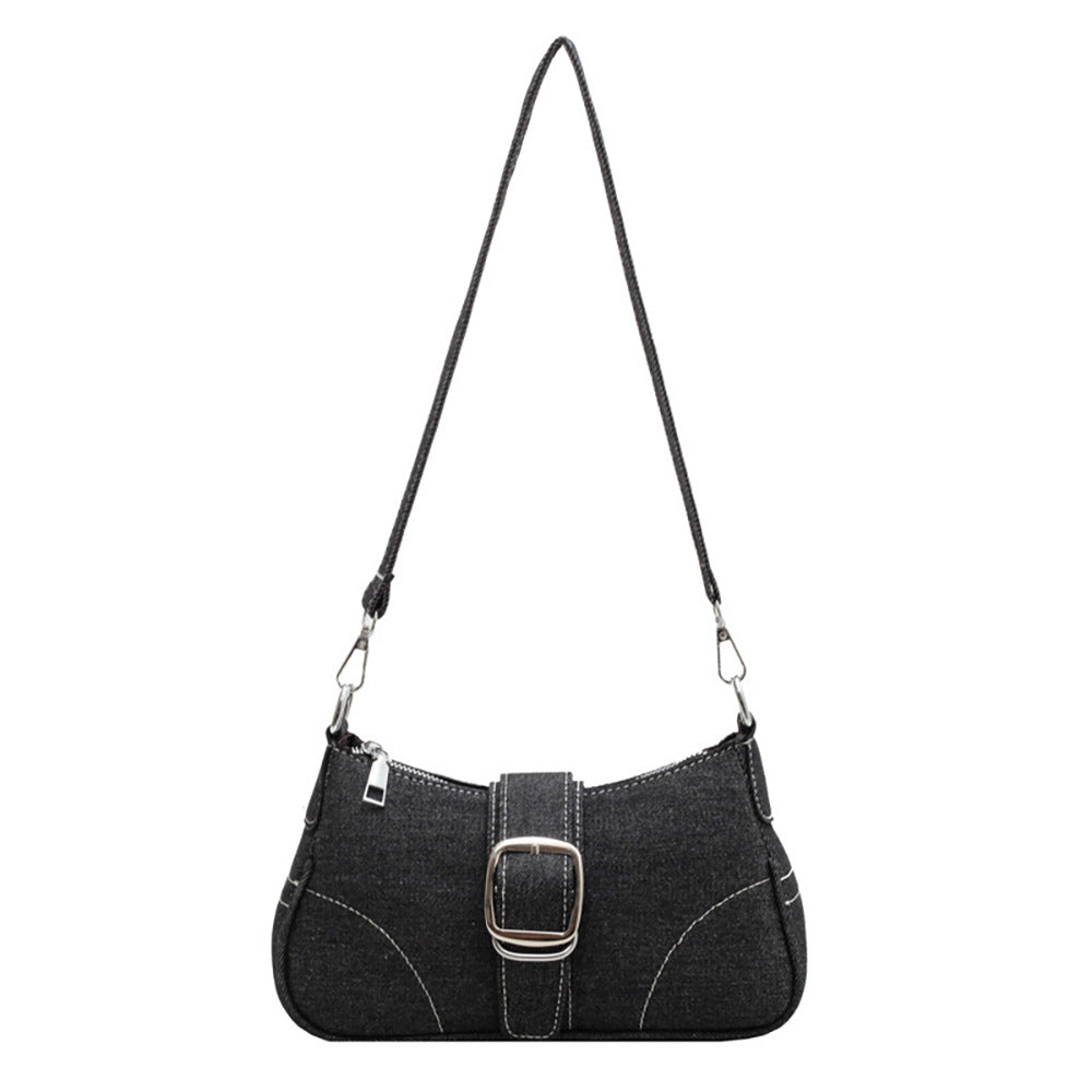 Solid-color Denim Single-shoulder Underarm Bag For Women