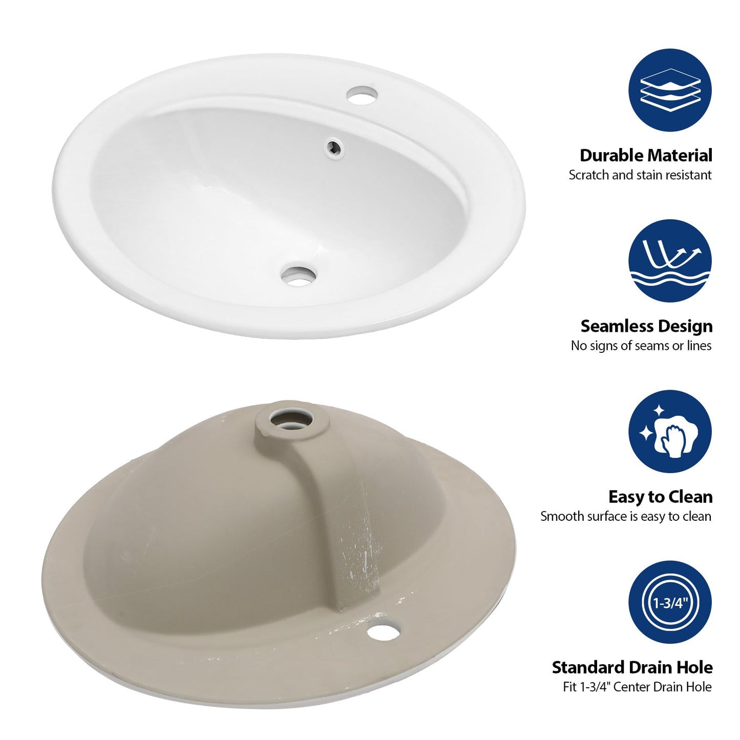 21.8 Inch Drop-In Bathroom Sink