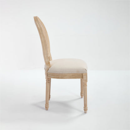 French Country Dining Chairs Set of 2 Upholstered with Rattan Back