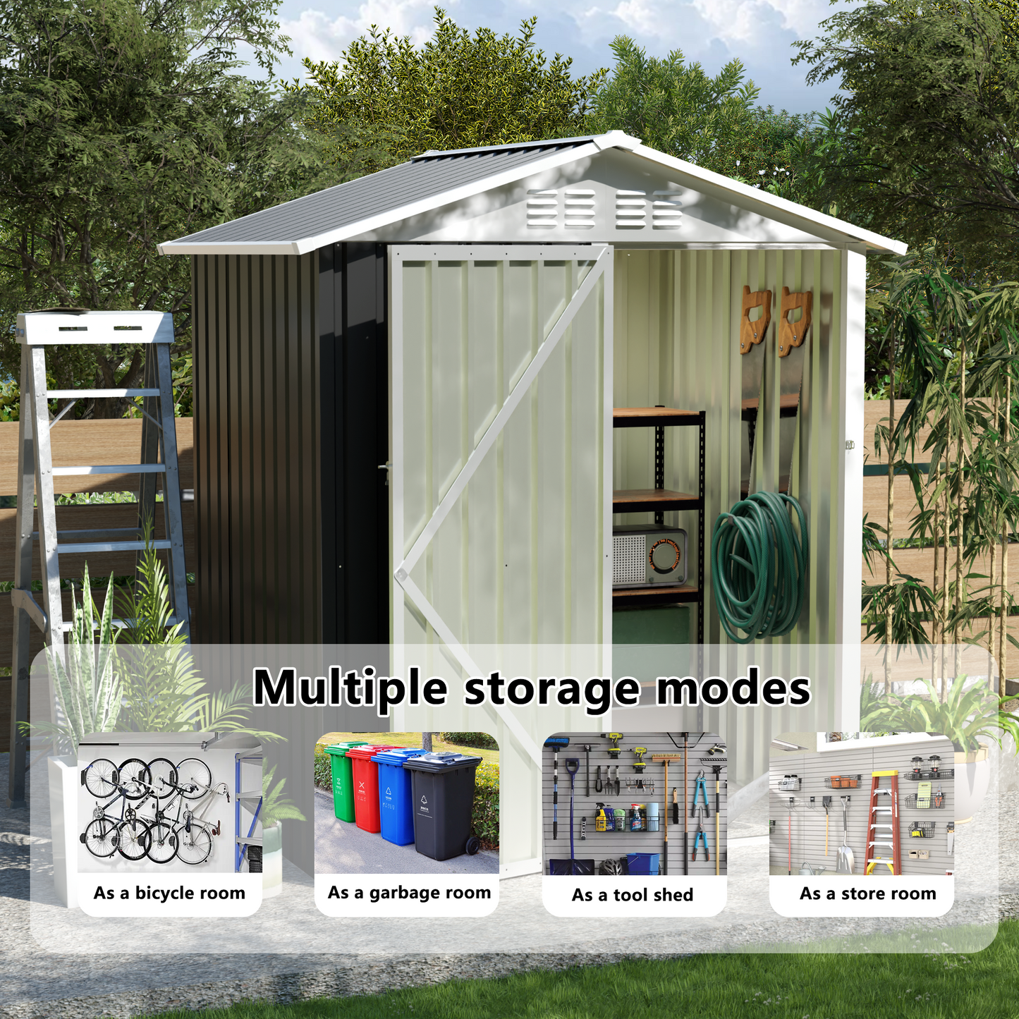5.4x4.27 FT Outdoor Storage Shed with Hinge Door