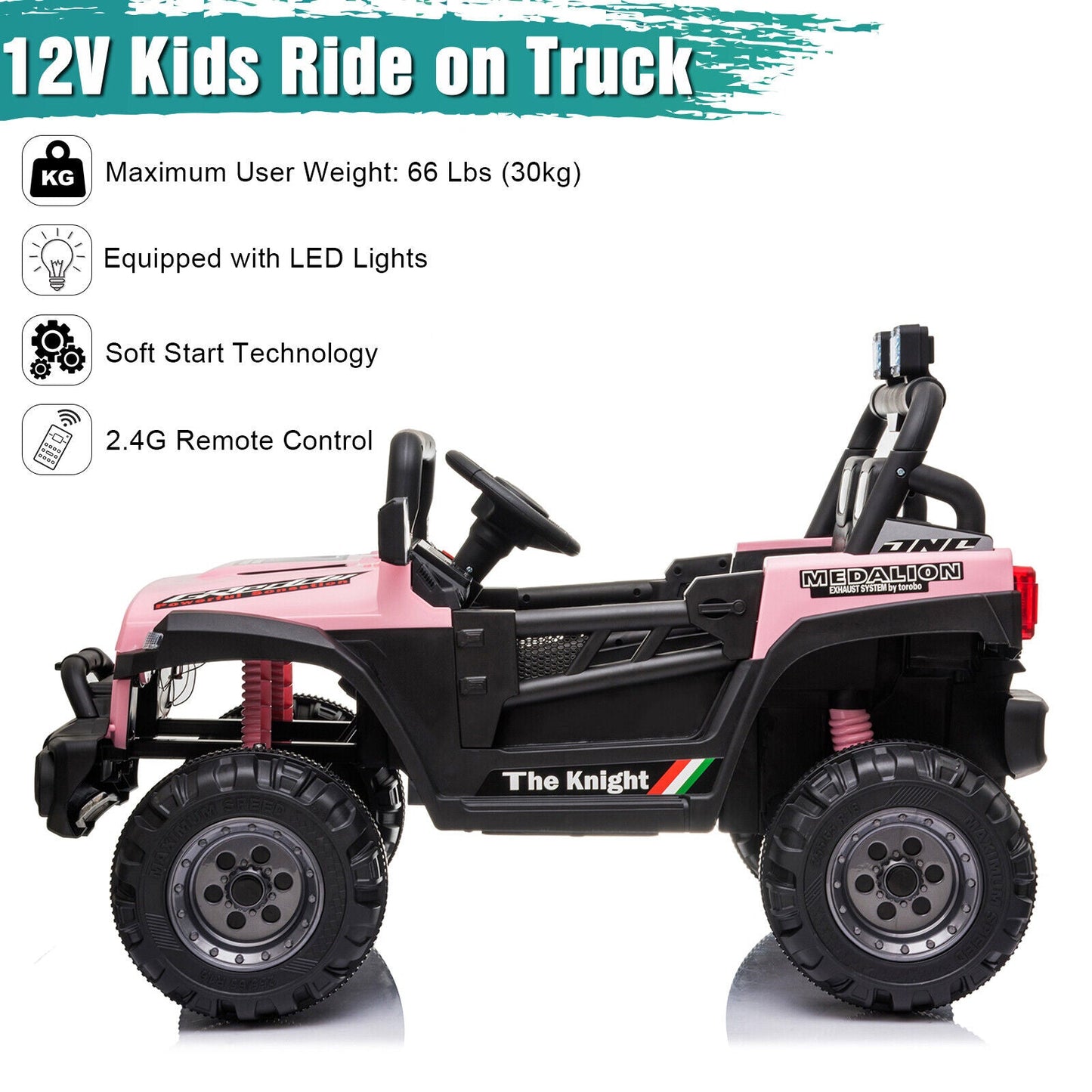 BBH-016 Dual Drive 12V 4.5A.h 2.4G Remote Control Pink Off-Road Vehicle