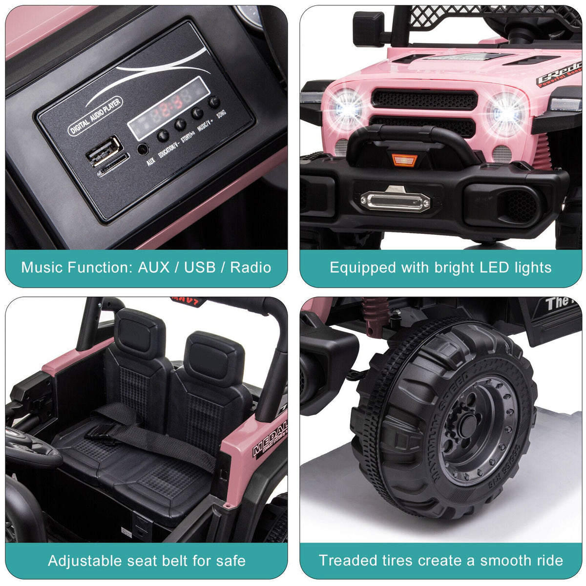BBH-016 Dual Drive 12V 4.5A.h 2.4G Remote Control Pink Off-Road Vehicle