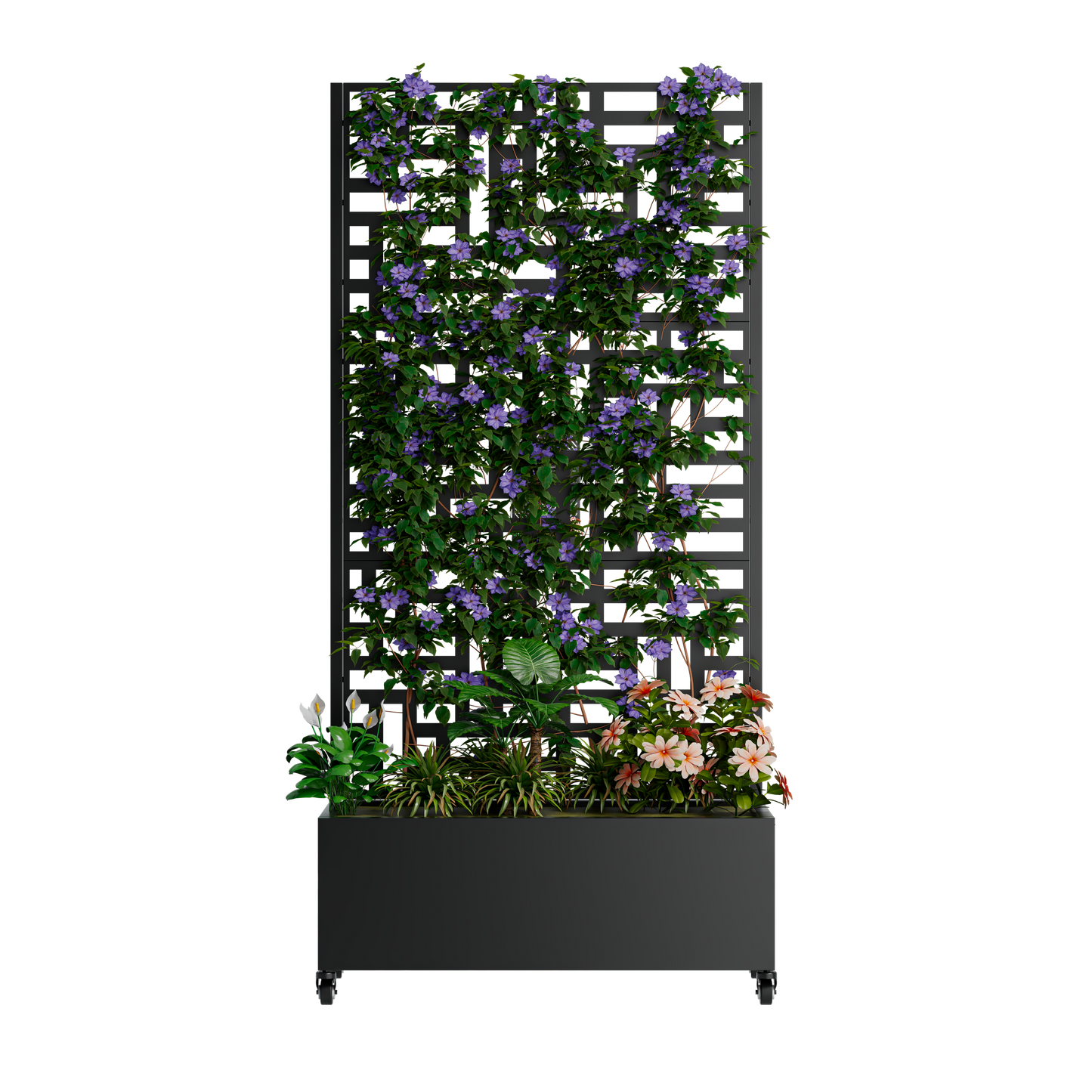 Metal Planter Box with Trellis, 73"x35"x16" Raised Garden Bed