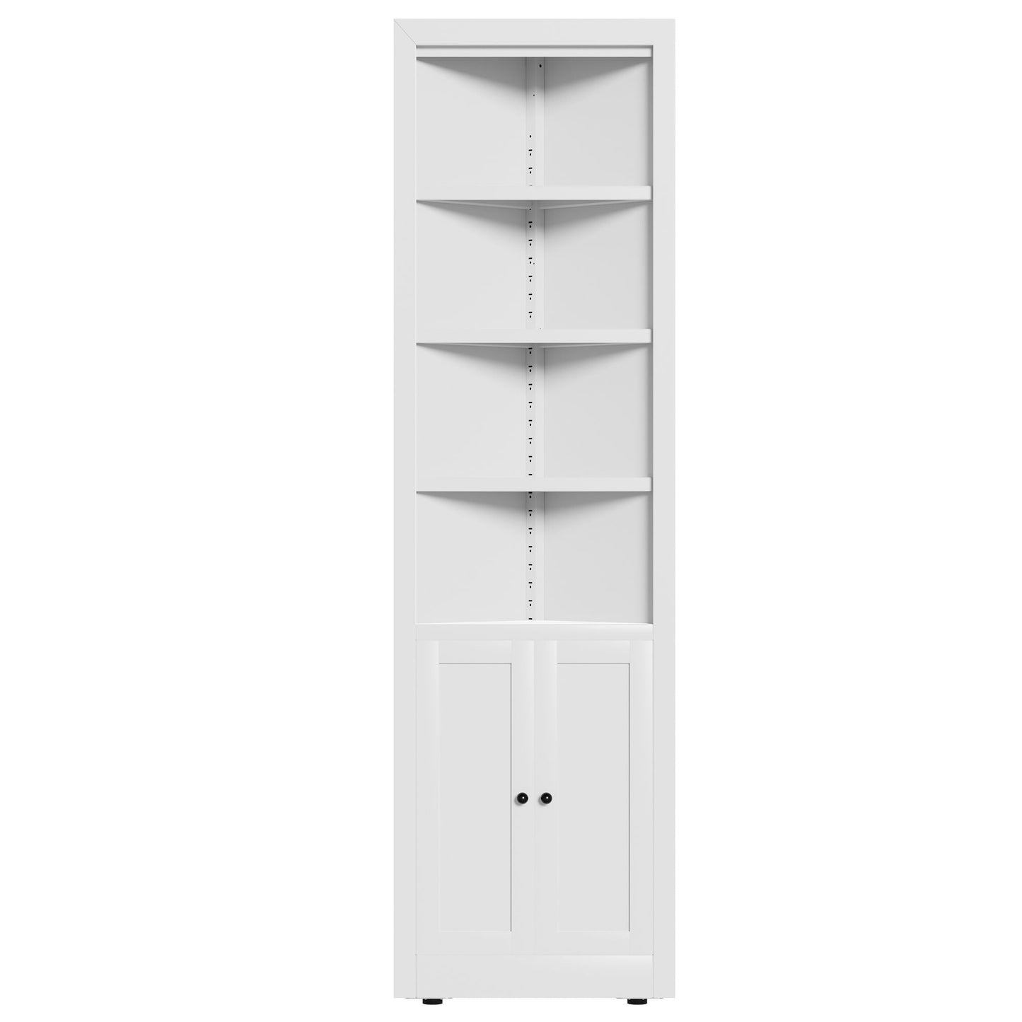 Tall Corner Storage Cabinet With 2 Doors, 5-Tier With Adjustable Shelves, Freestanding - White