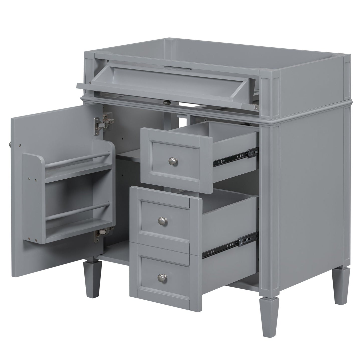 Bathroom Vanity With 2 Drawers And Tip-Out Drawer, Storage Cabinet