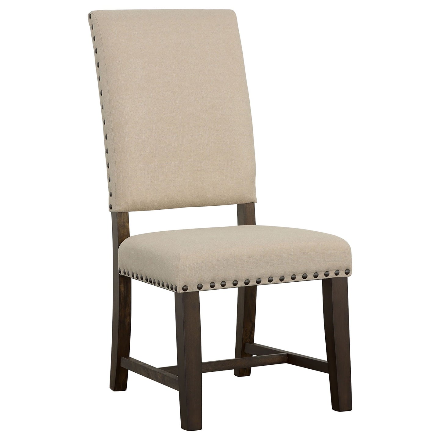 Upholstered Side Chair With Nailhead Accents (Set of 2) - Beige