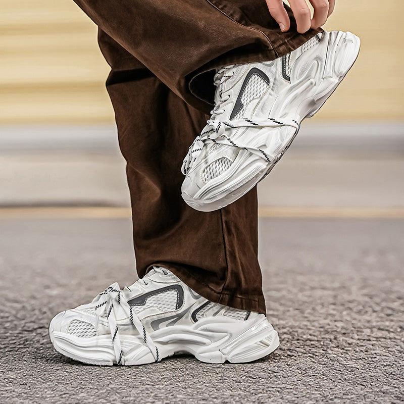 European Style Men's Shoes, New Spring & Autumn Arrivals, High-End Mesh Casual Athletic Sneakers, Thick Sole Height-Boost Trendy Dad Shoes