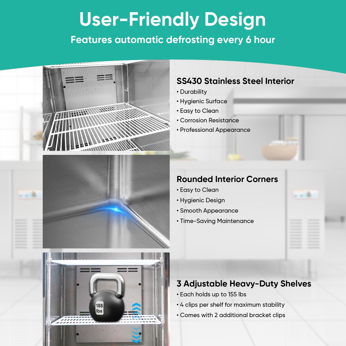 54" Commercial Stainless Steel Reach-In Freezer