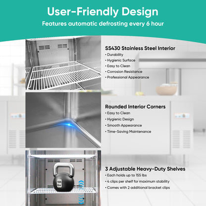 54" Commercial Stainless Steel Reach-In Freezer