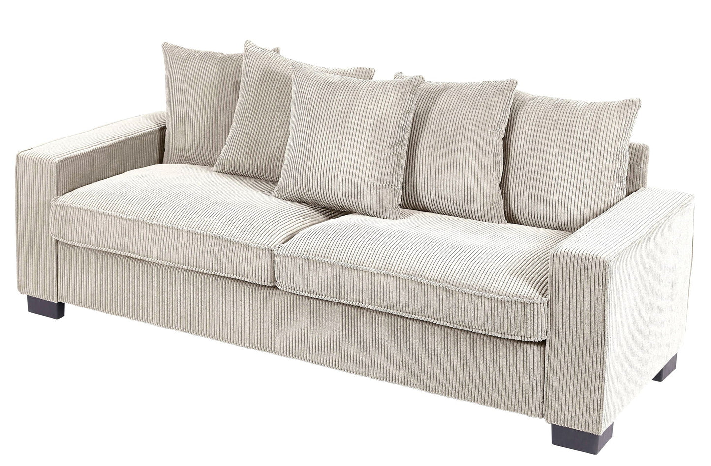 Luxe Sofa With 5 Matching Toss Pillows, Sleek Design, Spacious And Comfortable 3 Seater Couch