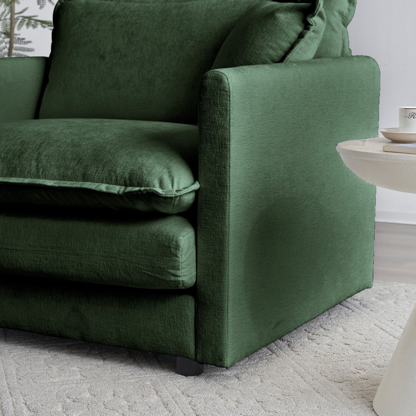 2-Piece Upholstered Sectional Sofa Set in Green Chenille