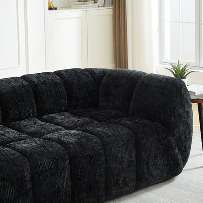 Quilted Cloud Sofa With Rounded Armrests And Piano Key Backrest Design