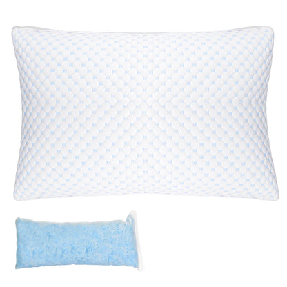 Shredded Memory Foam Pillow Adjustable Cool Pillow with Extra Filling Machine Washable Cover for Side Back Stomach Sleepers
