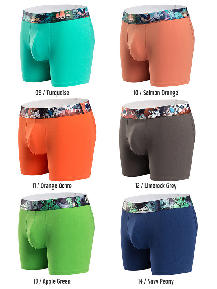 RED Cotton  SPACE ALIENS | Men's Cotton Stretch Cartoon Print Breathable Underwear