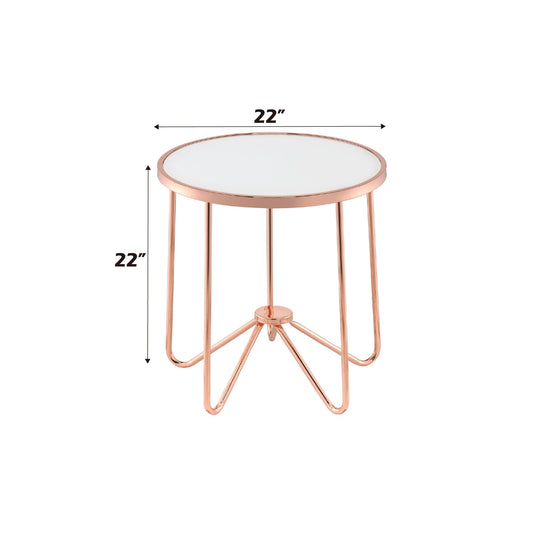 Alivia Frosted Glass & Rose Gold Round Table