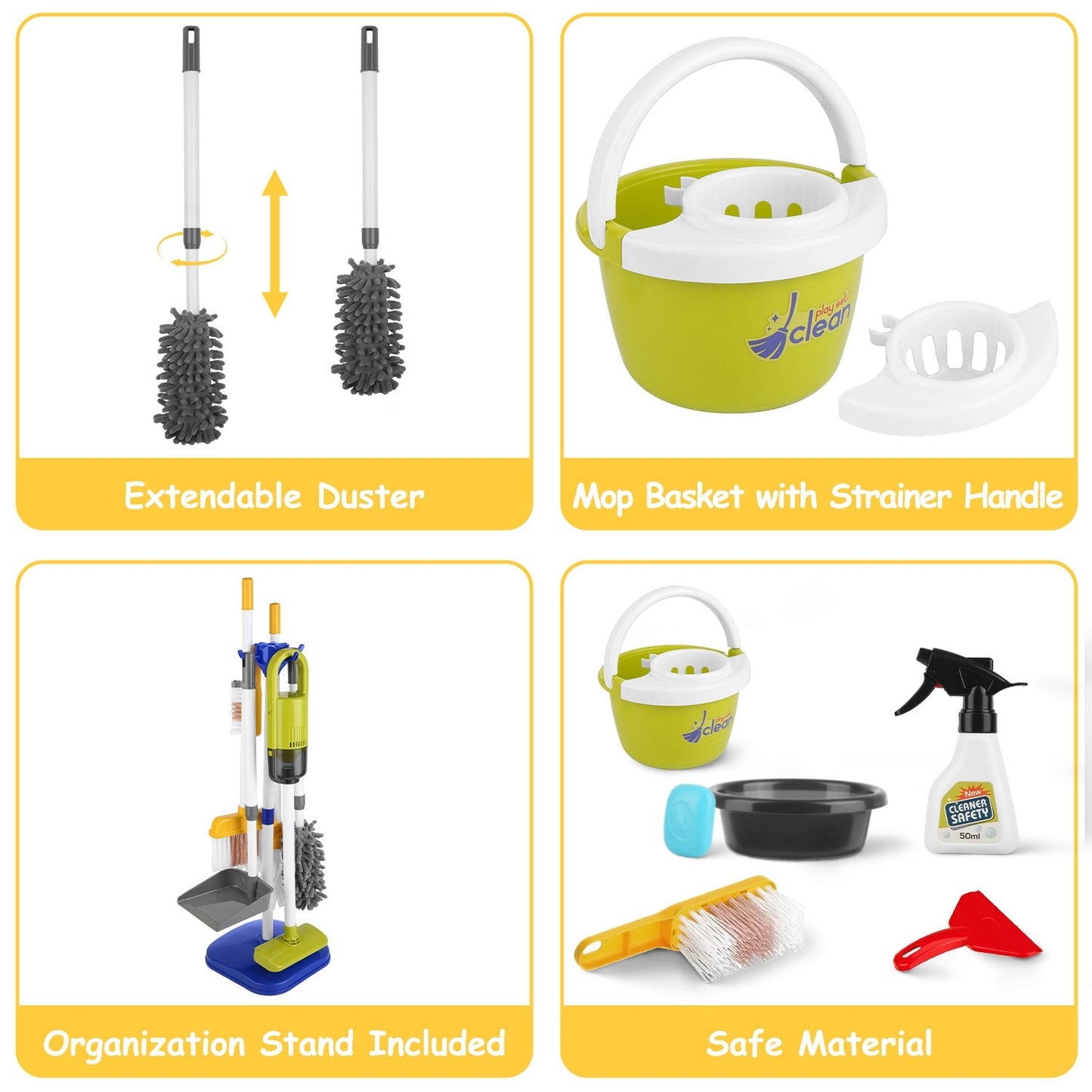 GBruno 14Pcs Kids Cleaning Toy Set