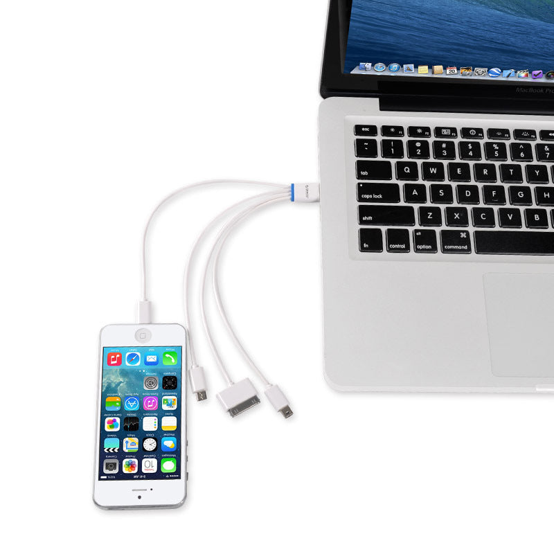 4-in-1 Multi-Function Data Cable for iPhone 6, 6s, 4, 4s & Android Devices - Fast Charging & Data Transfer