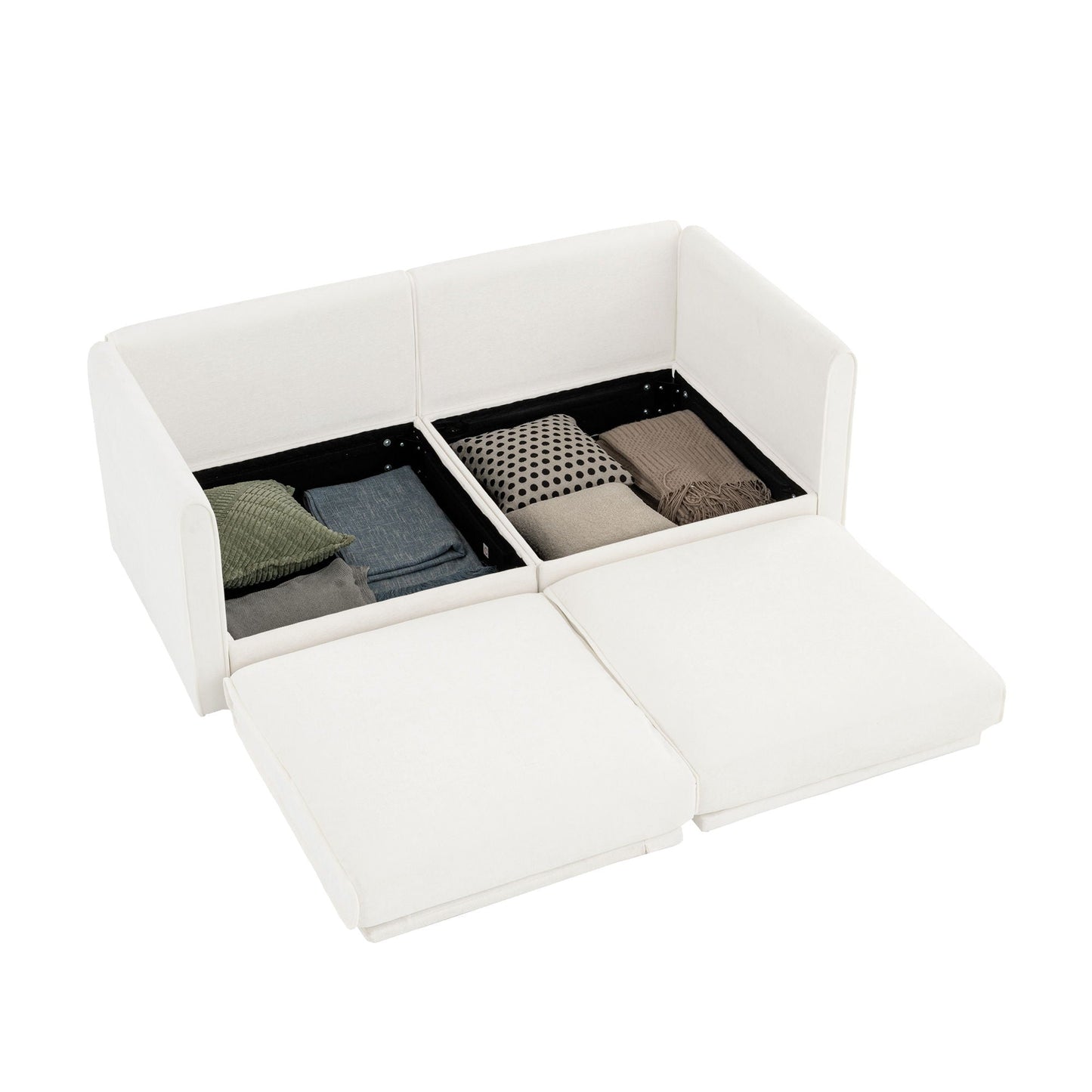 Stylish Sofa With Storage Seat And Cylindrical Backrest