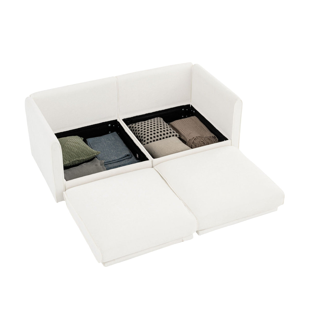 Stylish Sofa With Storage Seat And Cylindrical Backrest