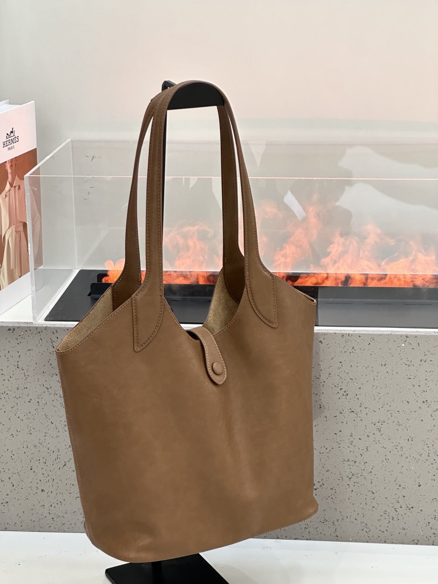 Minimalist High-end Style Basket Bag, New Autumn And Winter Genuine Leather Women's Bag, Roomy Shoulder Bucket Bag For Commuting