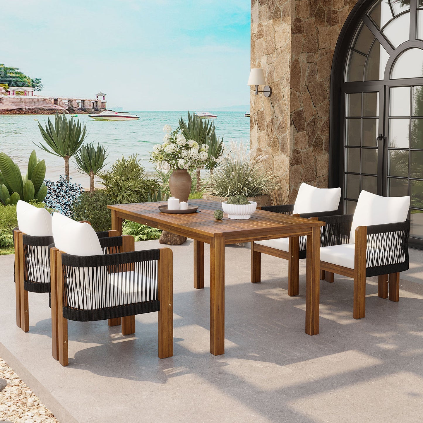 U_STYLE Luxury 5-Piece Outdoor Patio Dining Set for 4