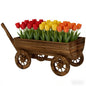 Small Wheelbarrow Wagon Flower Cart Wooden Mobile Garden Planter