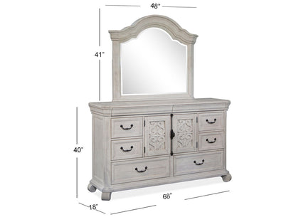 Bronwyn - Drawer Dresser With Shaped Mirror - Alabaster