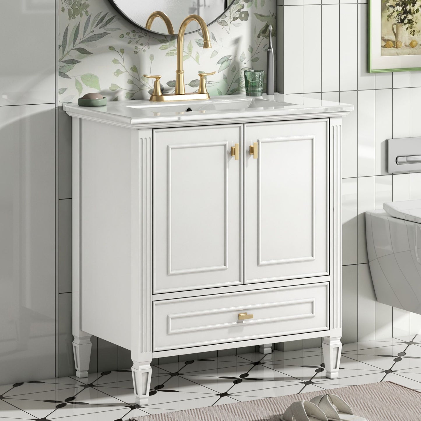 Freestanding Vanity With 1 Drawer & 2 Soft Close Doors With Door Mounted Storage