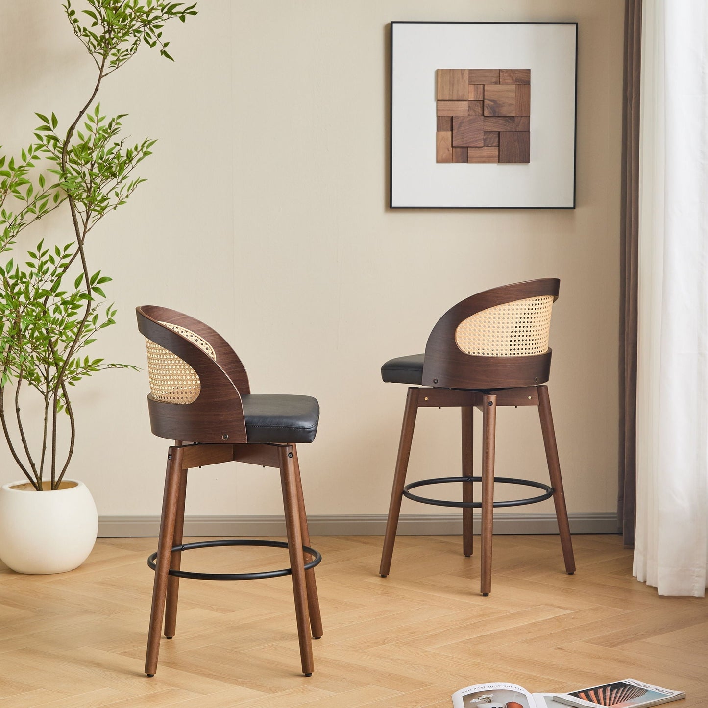 Como Indoor Wood Barstool Set of 2
