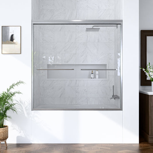 56-60"W x 60"H Semi-Frameless Double Sliding Shower Door