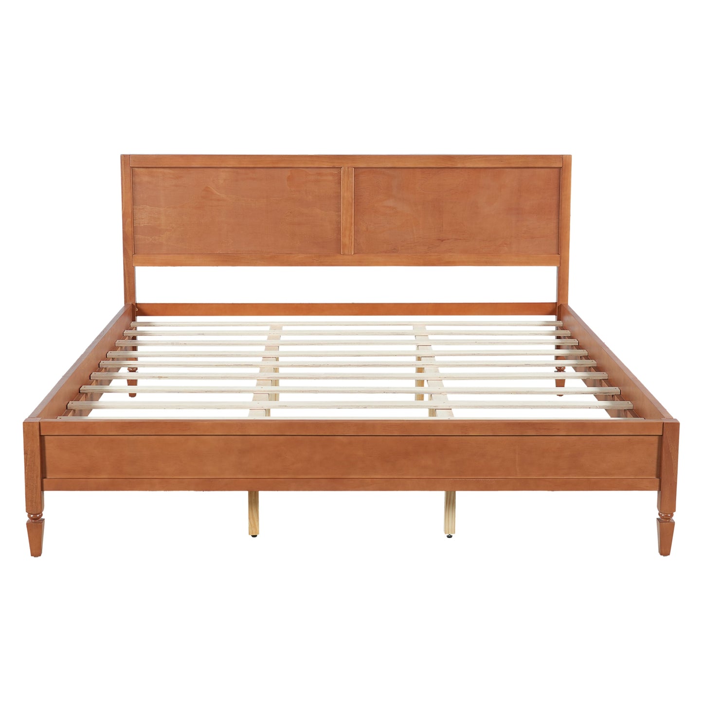 King Size Wood Platform Bed Frame with Classic Panel Headboard