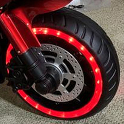 Kids 12V Motorcycle With Training Wheels, Manual Throttle, And Lighting Wheels For Boys And Girls Ages 3-6 - Red