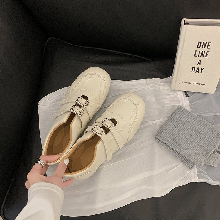 2026 Spring Summer New Square Toe Ballet Style Mary Jane Shoes Women Double Strap Buckle Low Cut Flat Casual Comfortable Shoes