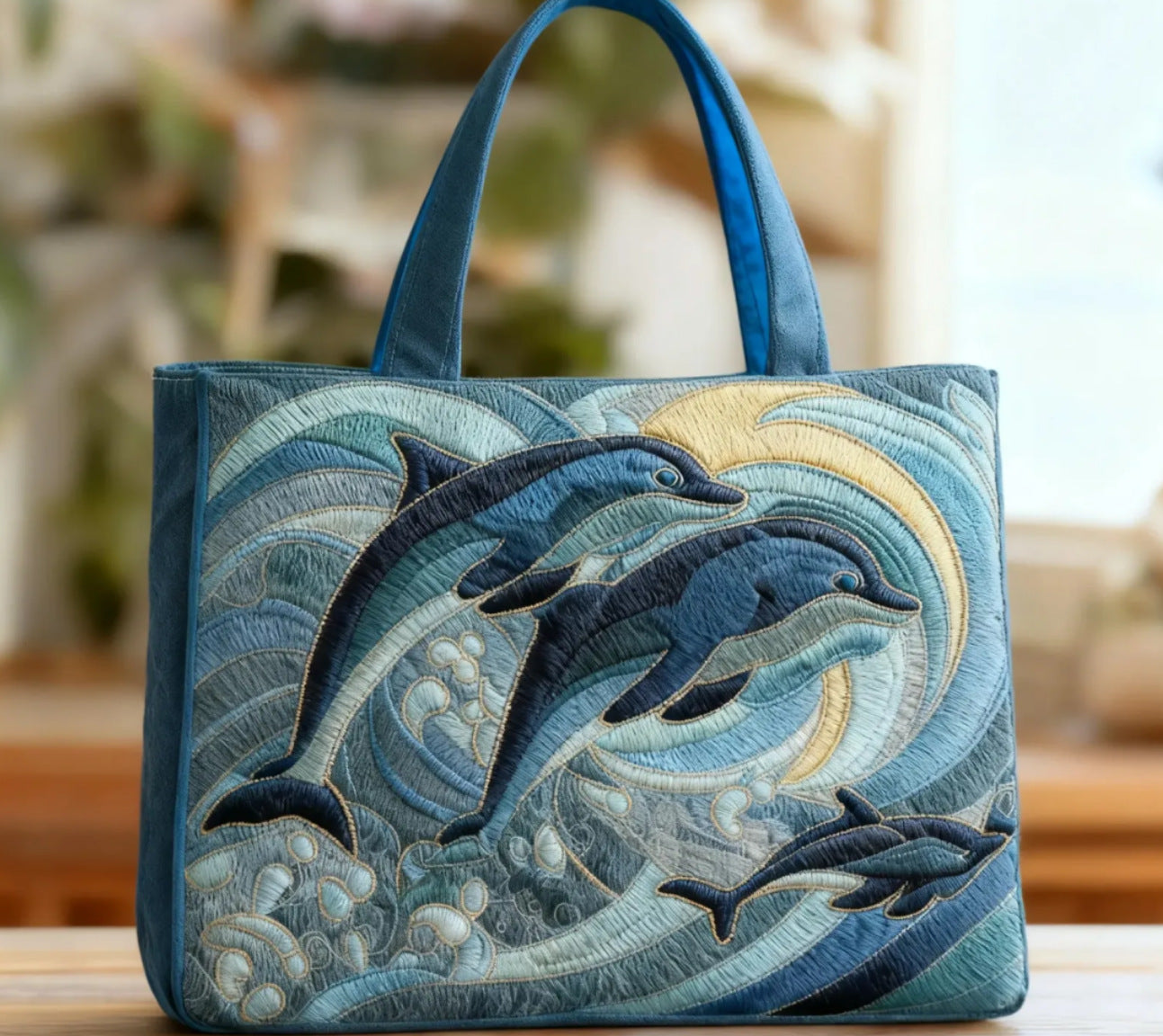 Digital-print Quilting Tote Bag, Commuter Casual Cotton-padded Jacket Bag