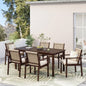7 Piece Outdoor Acacia Wood Dining Set With Cushions
