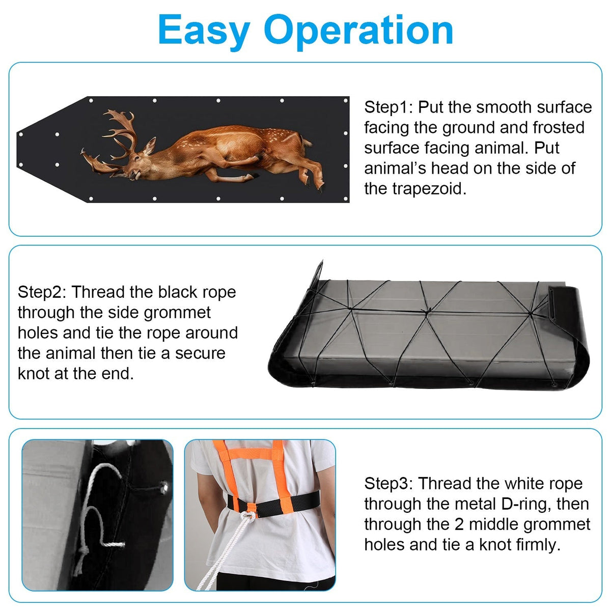 Deer Drag Sled with Harness & Ropes for Hunting and Hauling