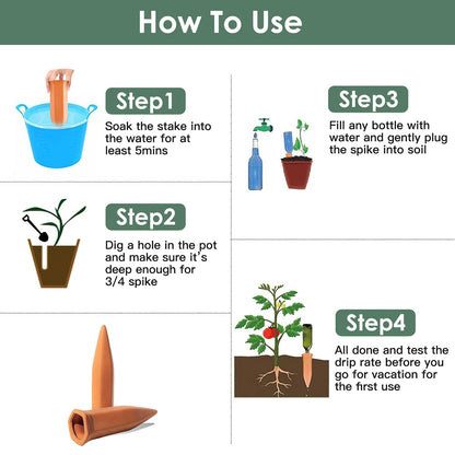 10Pack Plant Watering Spikes Terracotta Automatic Watering Devices with Slow Release Control Plant Waterer Self Watering Stakes for Indoor Outdoor Pla