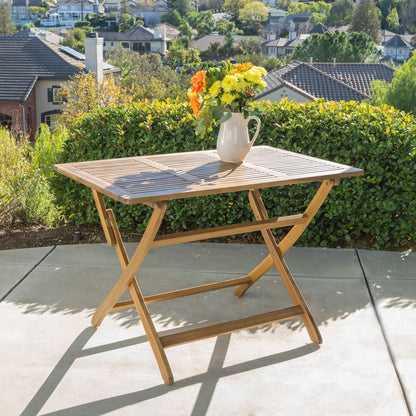 Blissique Outdoor Foldable Wood Dining Table With Slat Design