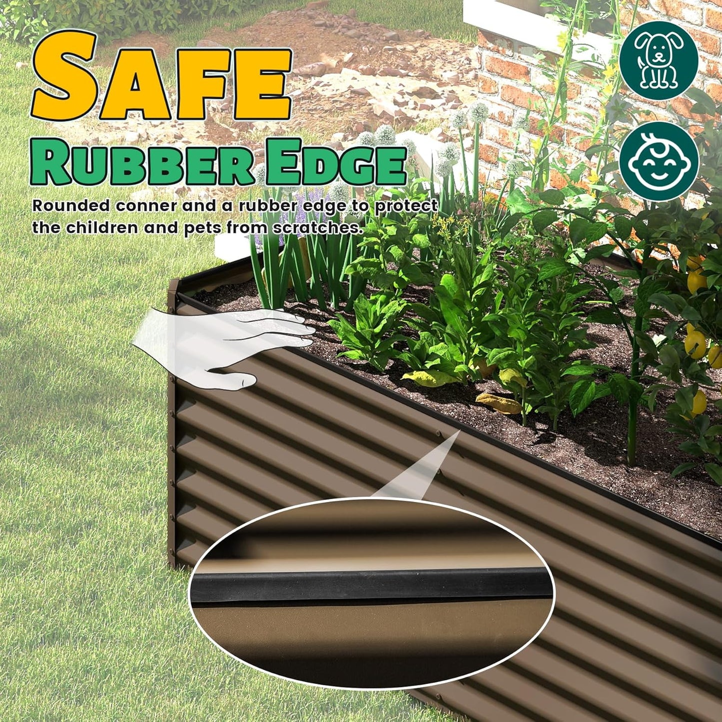 6x3x2 ft Galvanized Raised Garden Bed