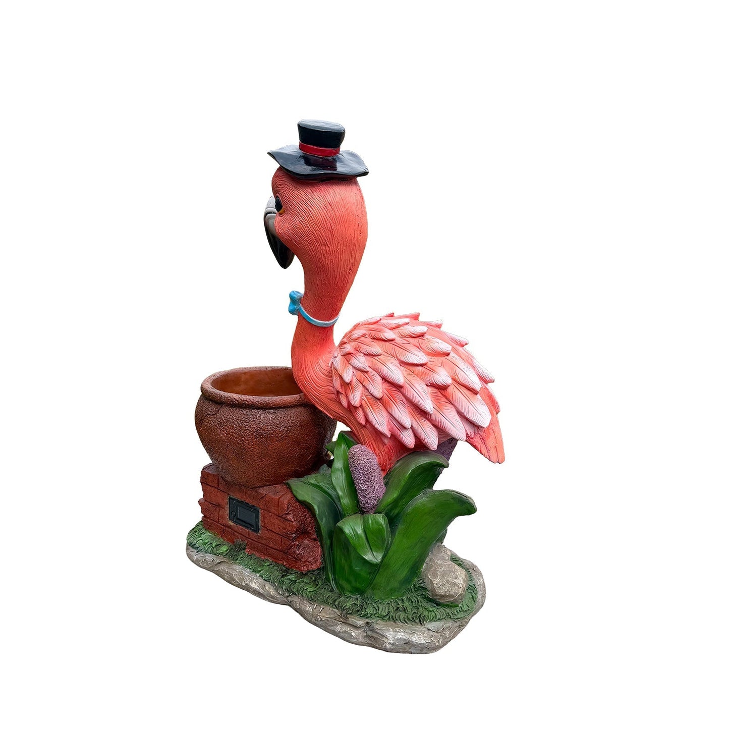 Outdoor Garden Sculpture Flamingo Flower Pot Planter