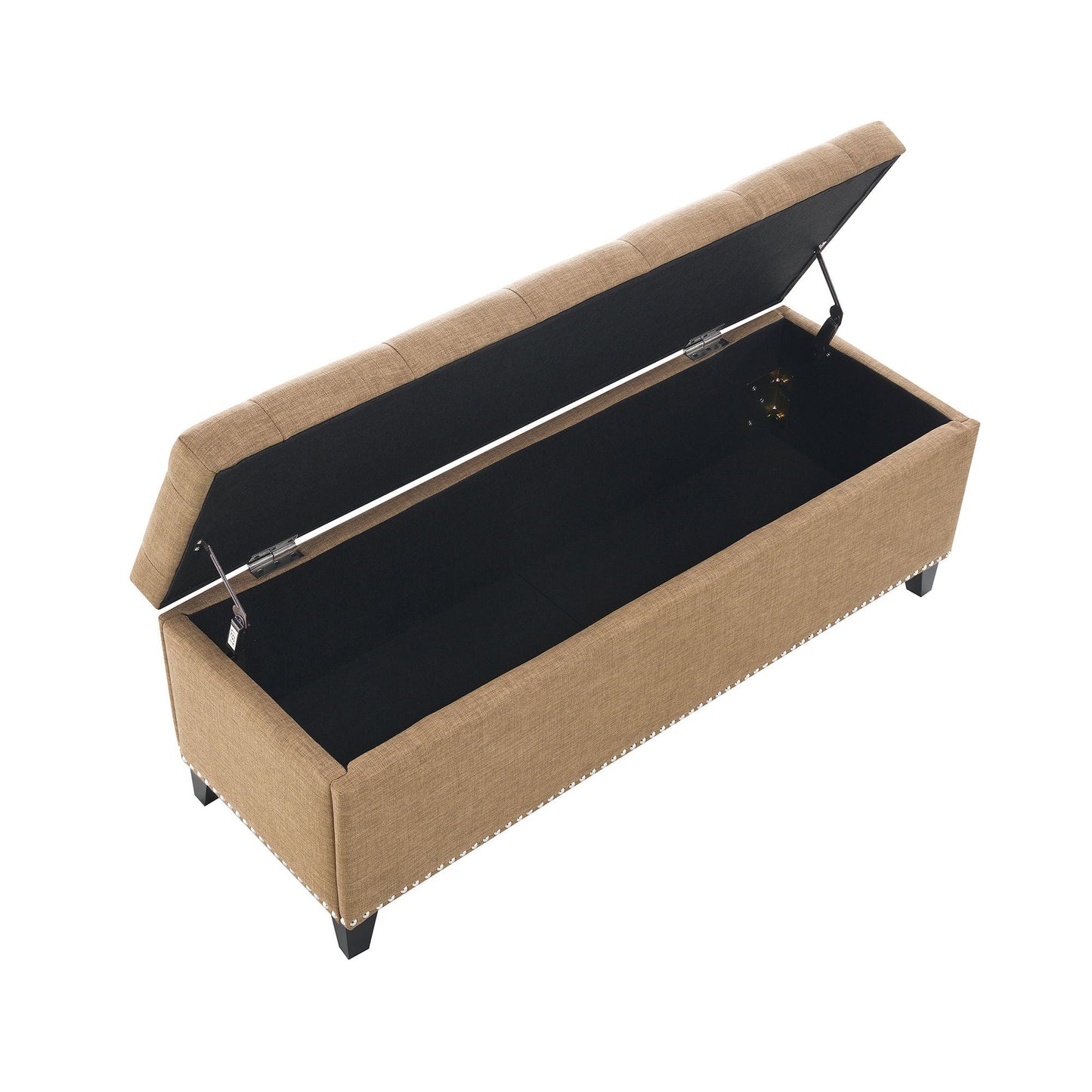 Button-Tufted Storage Ottoman With Safety Close Hinge