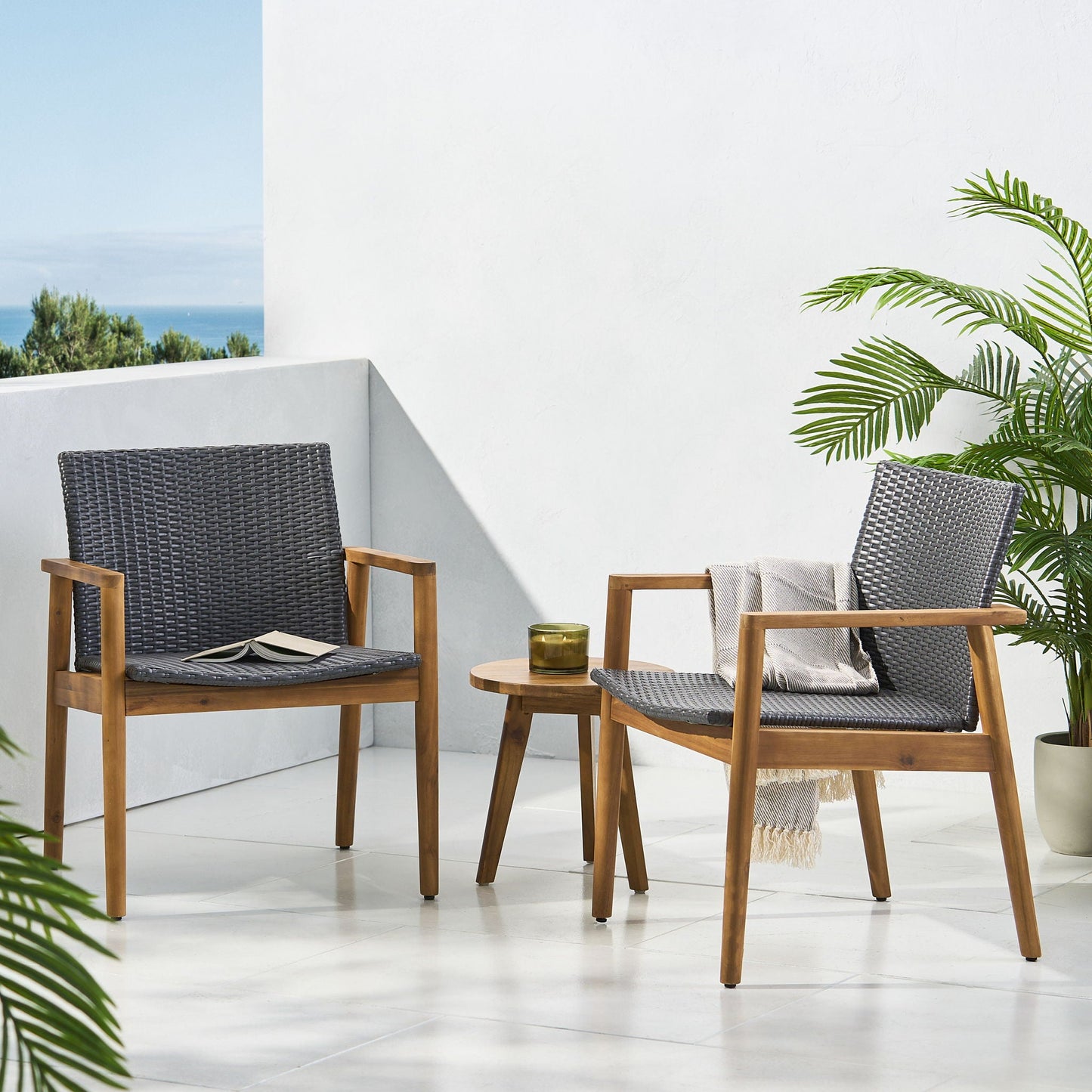 Tranquilize Outdoor Wooden Club Chair Set of 2 - Light Brown