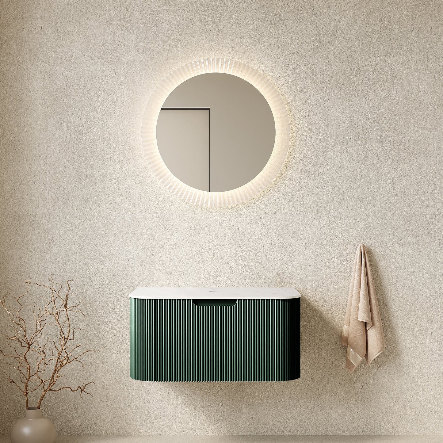 DINA 30" Wall Mounted Plywood Cabinet with Carrara