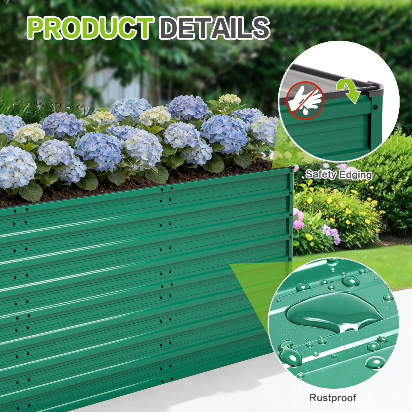 2-Pack 93.7" x 31.5" x 32.3" Raised Garden Bed with Ergonomic No-Bend Design